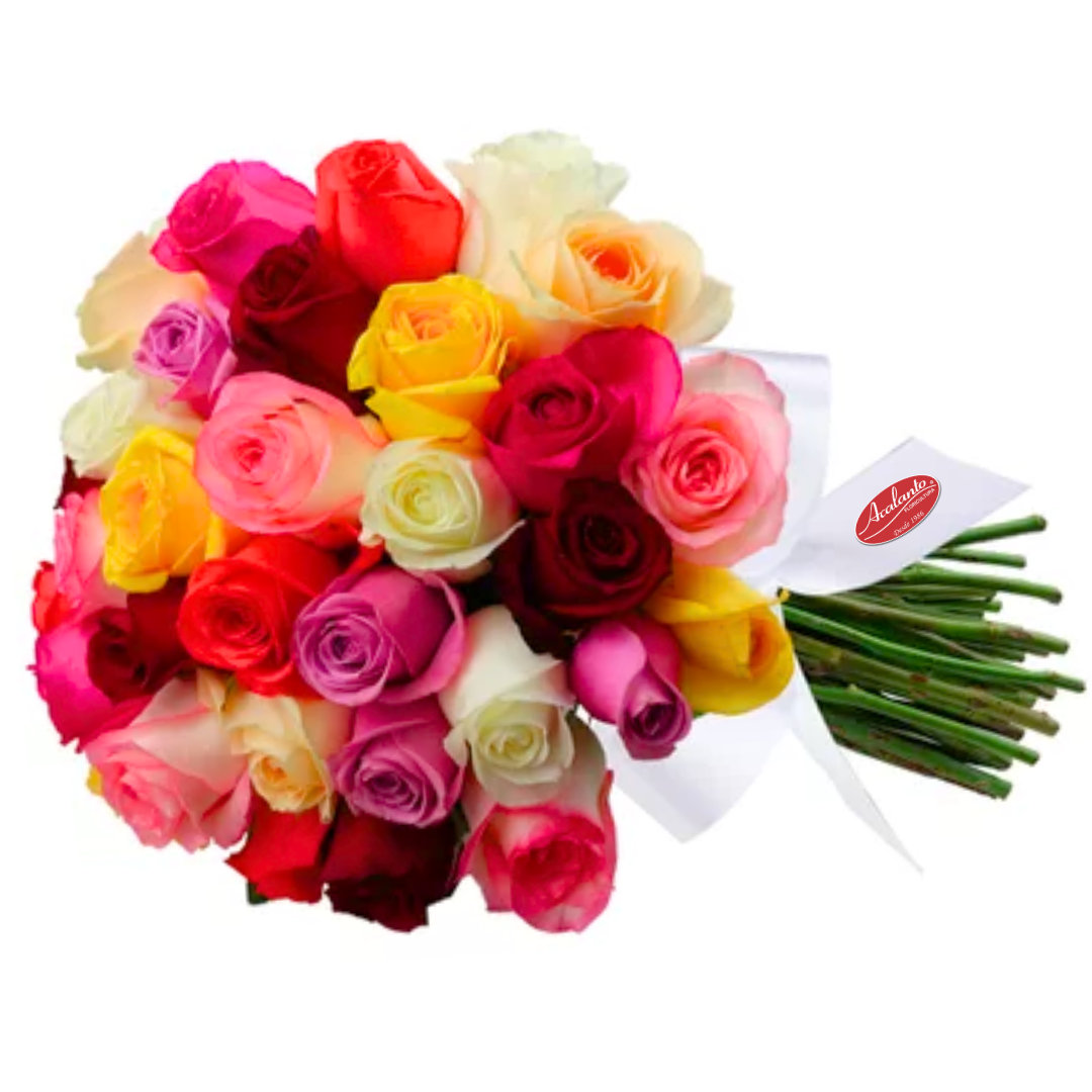 Buqu Encanto com 36 Rosas Coloridas