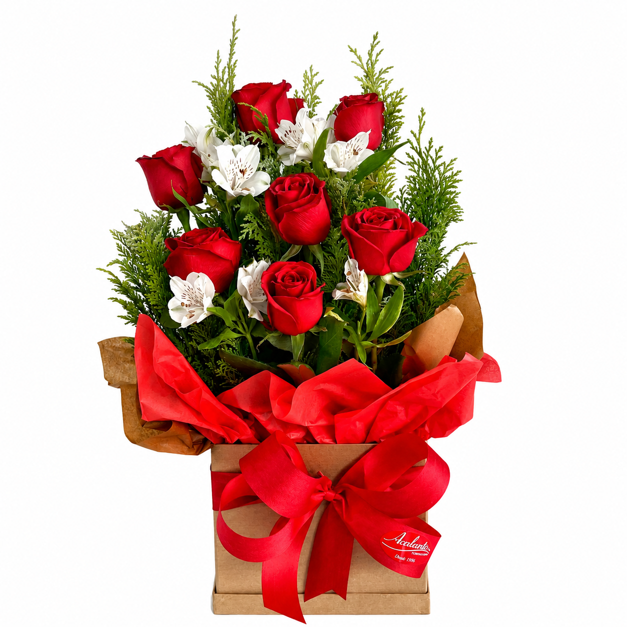 Arranjo de 7 Rosas Importadas Vermelhas