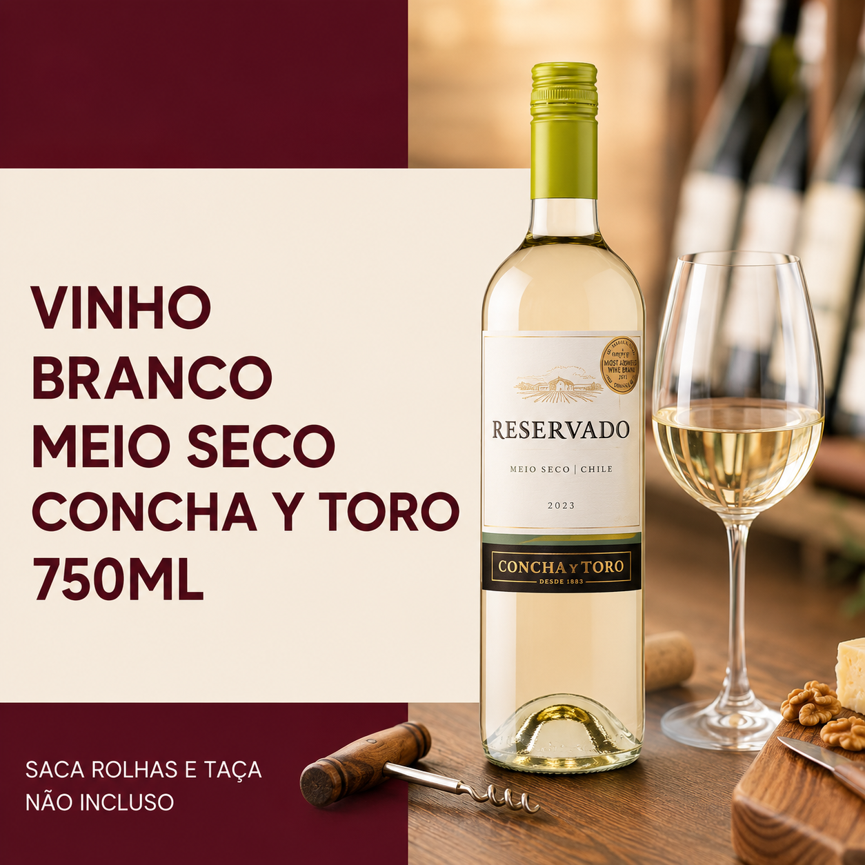 Vinho Branco Meio Seco Concha y Toro Sauvignon Blanc 750ml