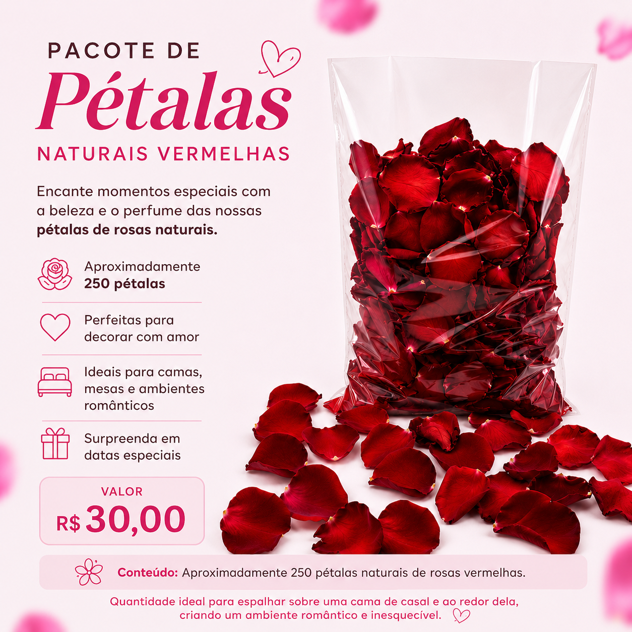 Pacote de P�talas Naturais Vermelhas