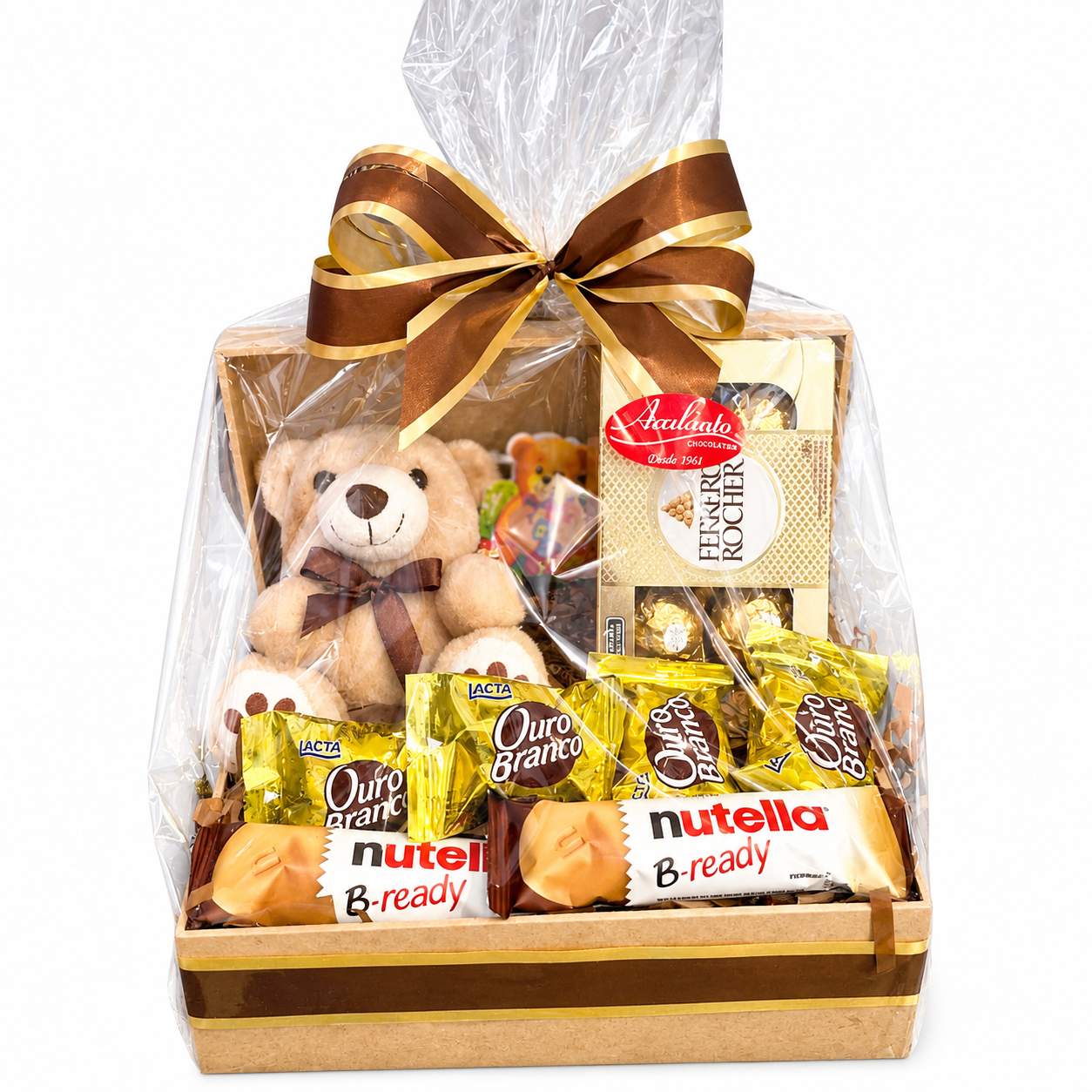 Cesta com Chocolates e Pel�cia Pequena