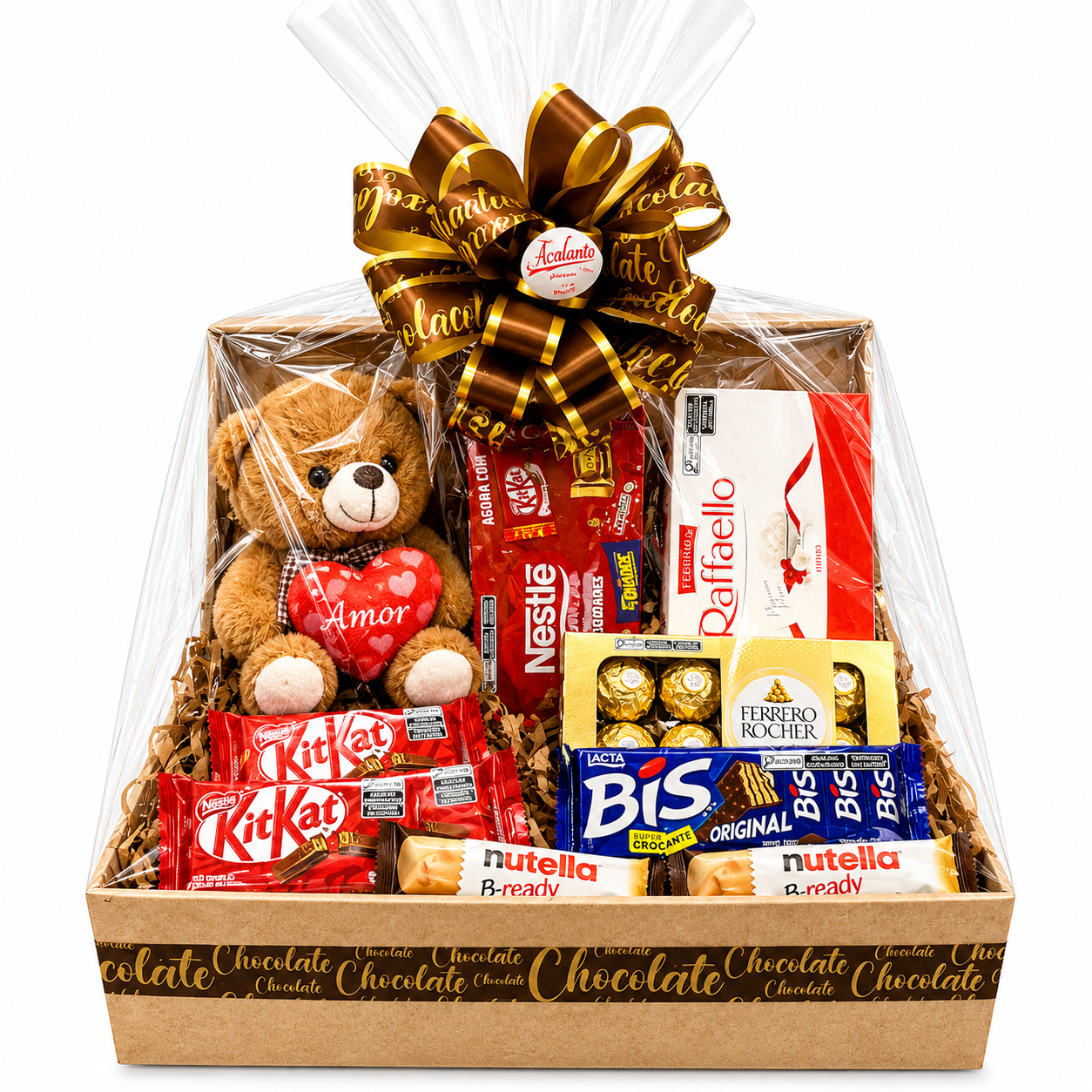 Cesta com Chocolates e Pel�cia Grande