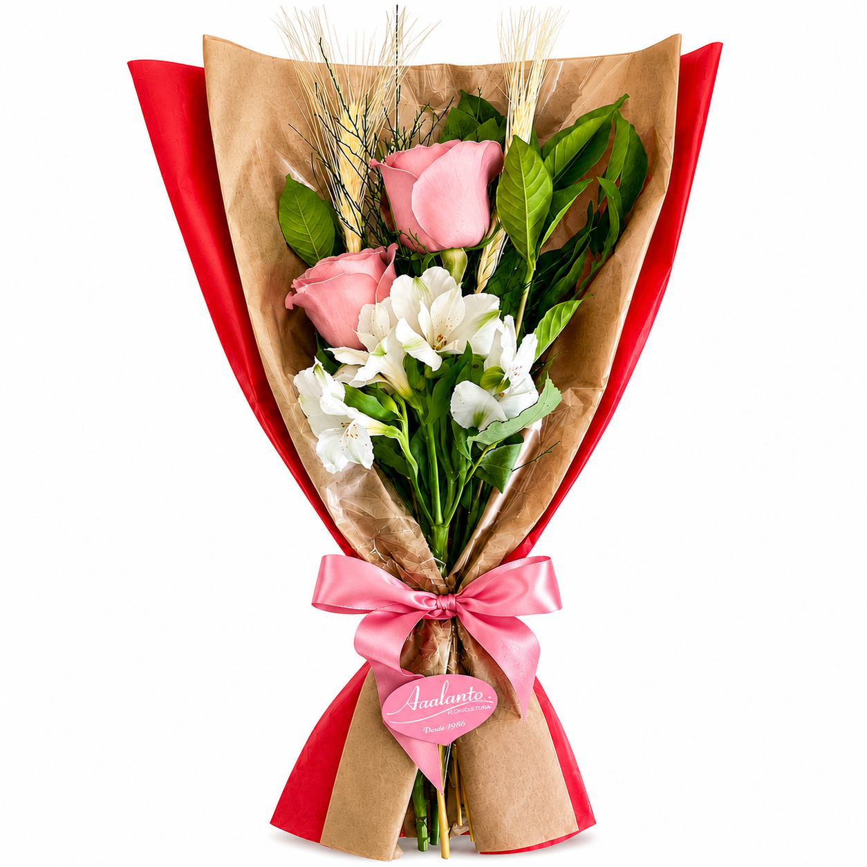 Buqu� com 2 Rosas Rosa Claro