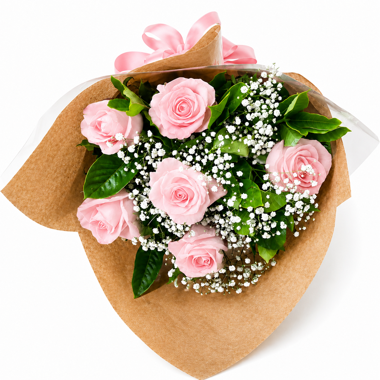 Buqu� com 6 Rosas Rosa Claro