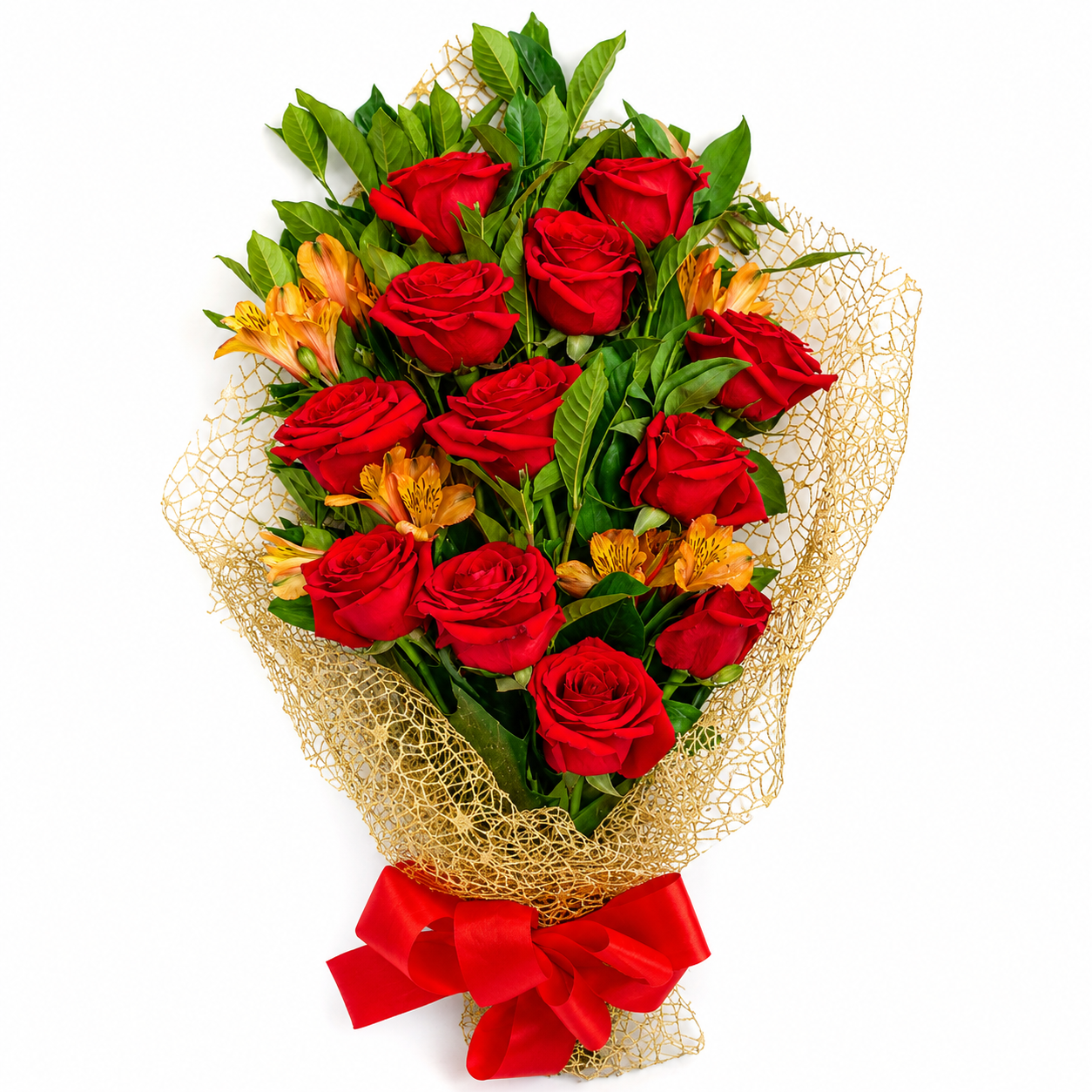 Ramalhete de 12 Rosas Importadas vermelhas