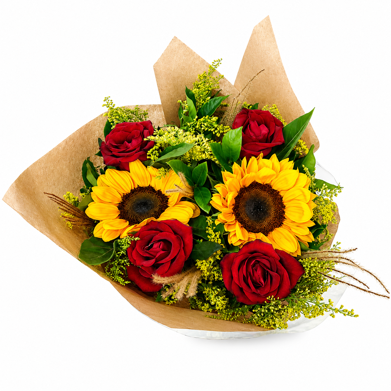 Buqu� com 4 Rosas e 2 Girass�is